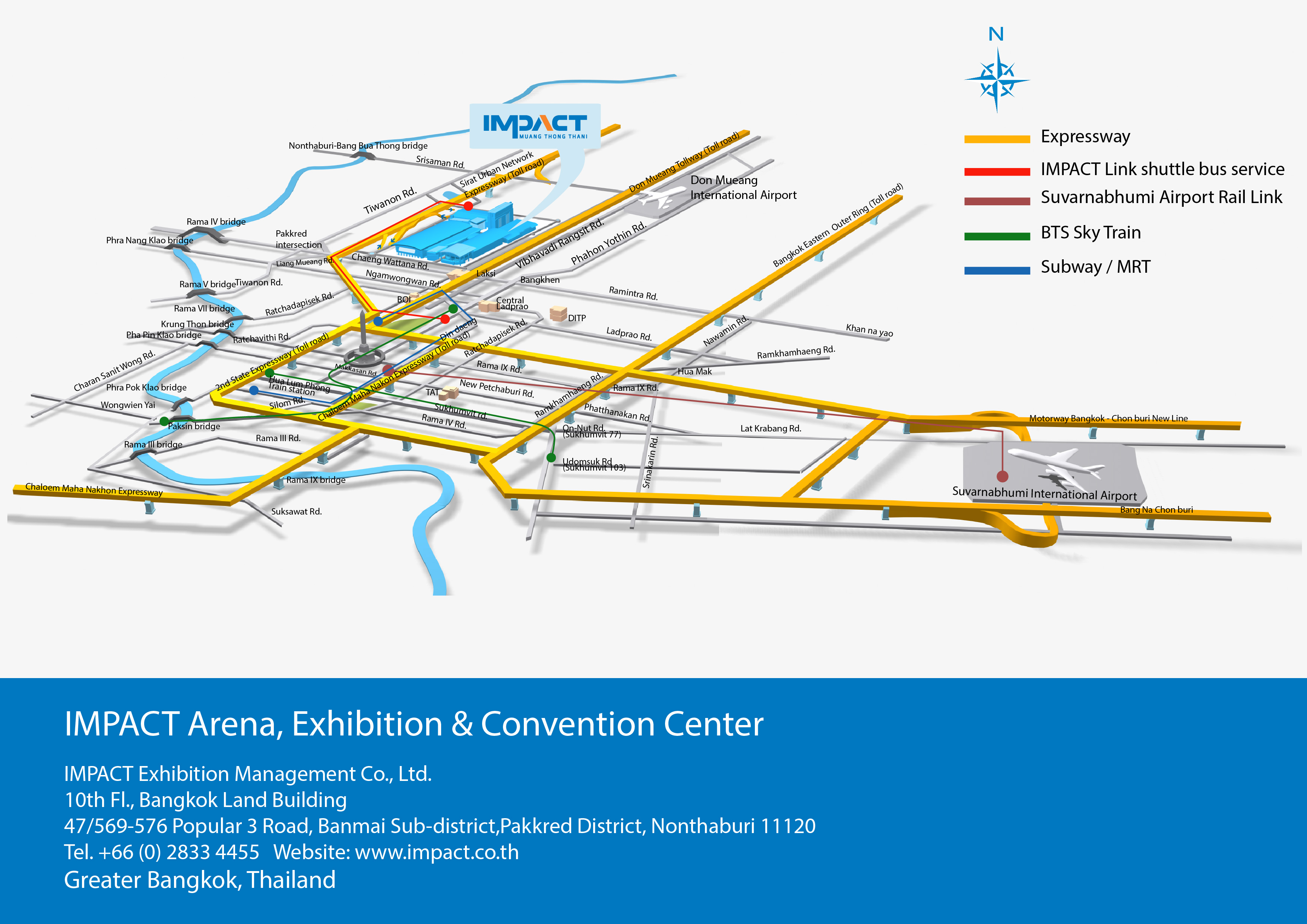 Map from Suvarnabhumi International airport to IMPACT